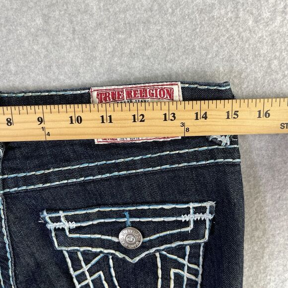 True Religion Joey Super T Jeans Womens 26 Blue White Stitching Straight USA - Picture 8 of 16